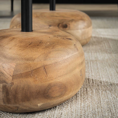 Organische salontafel set van 2 | voet van hout