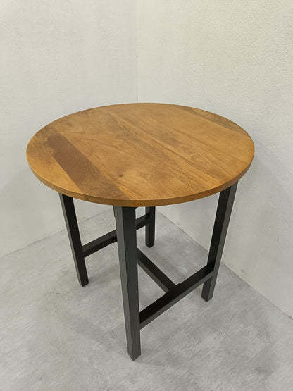 Ronde Bartafel Mangohout Ø90 cm – Warm &amp; Industrieel Design