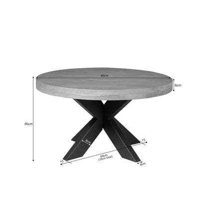 Ronde Salontafel Dakota | 80 cm doorsnee | Rond mangohout