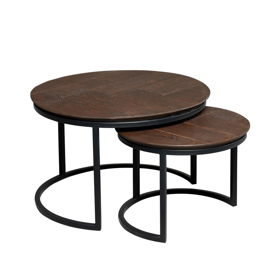 Ronde Salontafel set van 2 donkerbruin Otik | Eikenhout