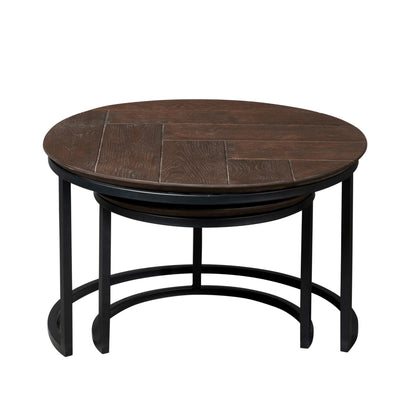 Ronde Salontafel set van 2 donkerbruin Otik | Eikenhout