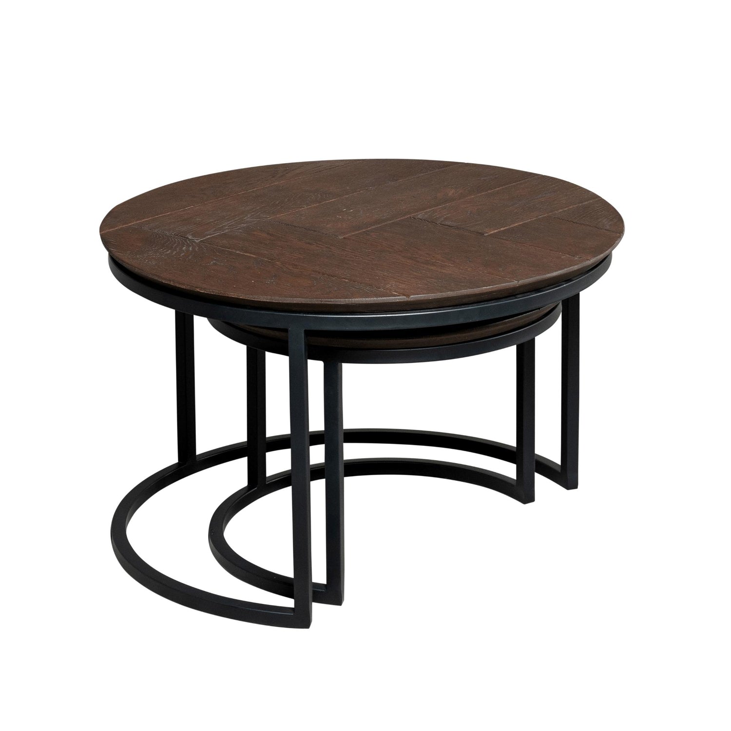 Ronde Salontafel set van 2 donkerbruin Otik | Eikenhout