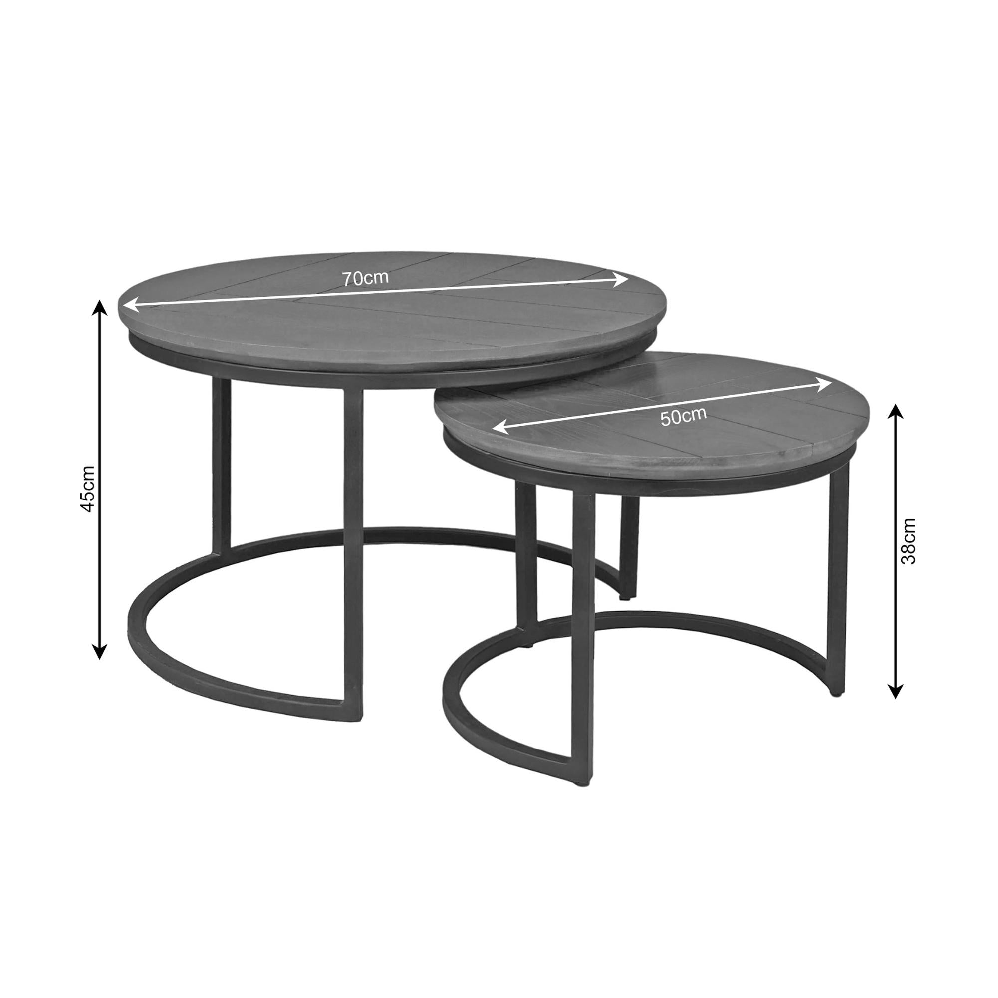 Ronde Salontafel set van 2 donkerbruin Otik | Eikenhout