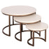 Ronde Salontafel set van 3 | Madison | Zandkleurig blad met koperen onderstel