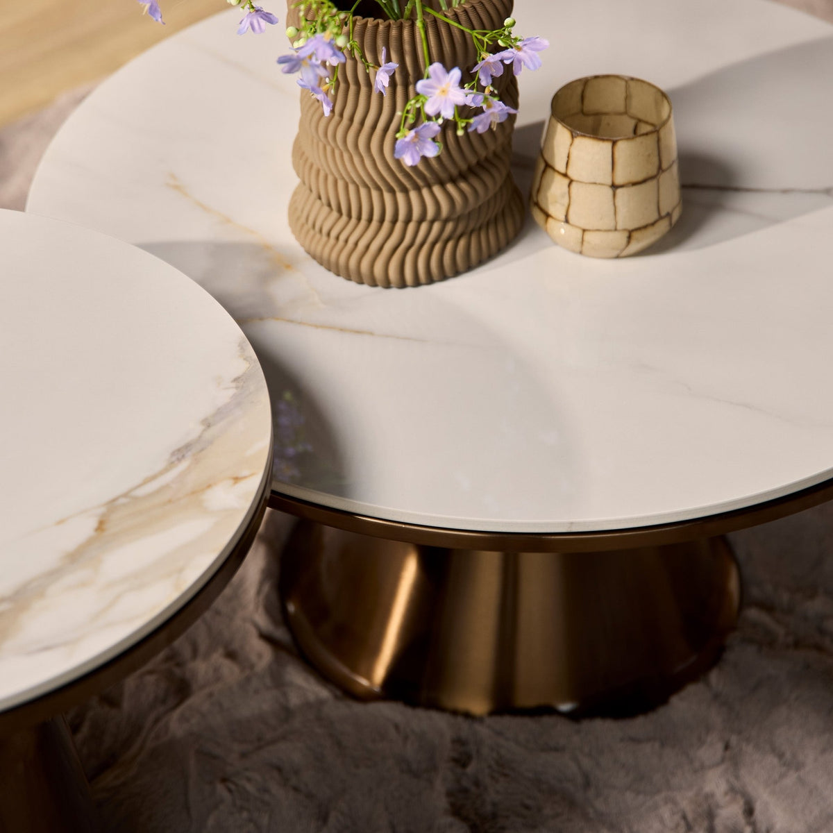 Ronde Salontafelset Alix | Goud met wit |