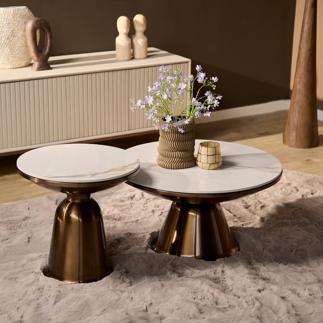 Ronde Salontafelset Alix | Goud met wit |
