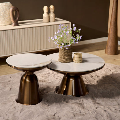 Ronde Salontafelset Alix | Goud met wit |