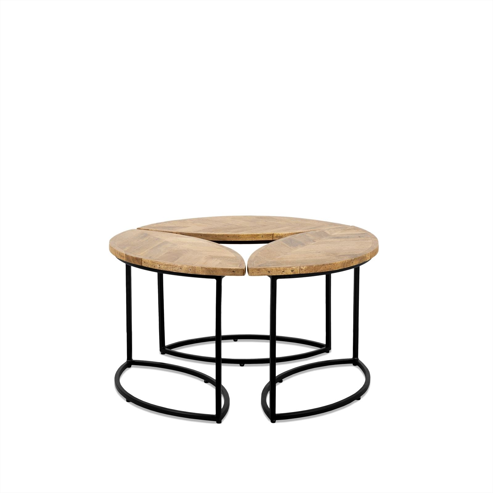 Ronde salontafel set van 3 Leaves | Mangohout |