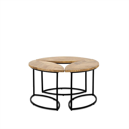 Ronde salontafel set van 3 Leaves | Mangohout |