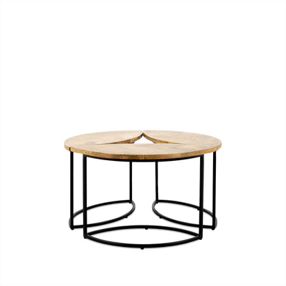 Ronde salontafel set van 3 Leaves | Mangohout |