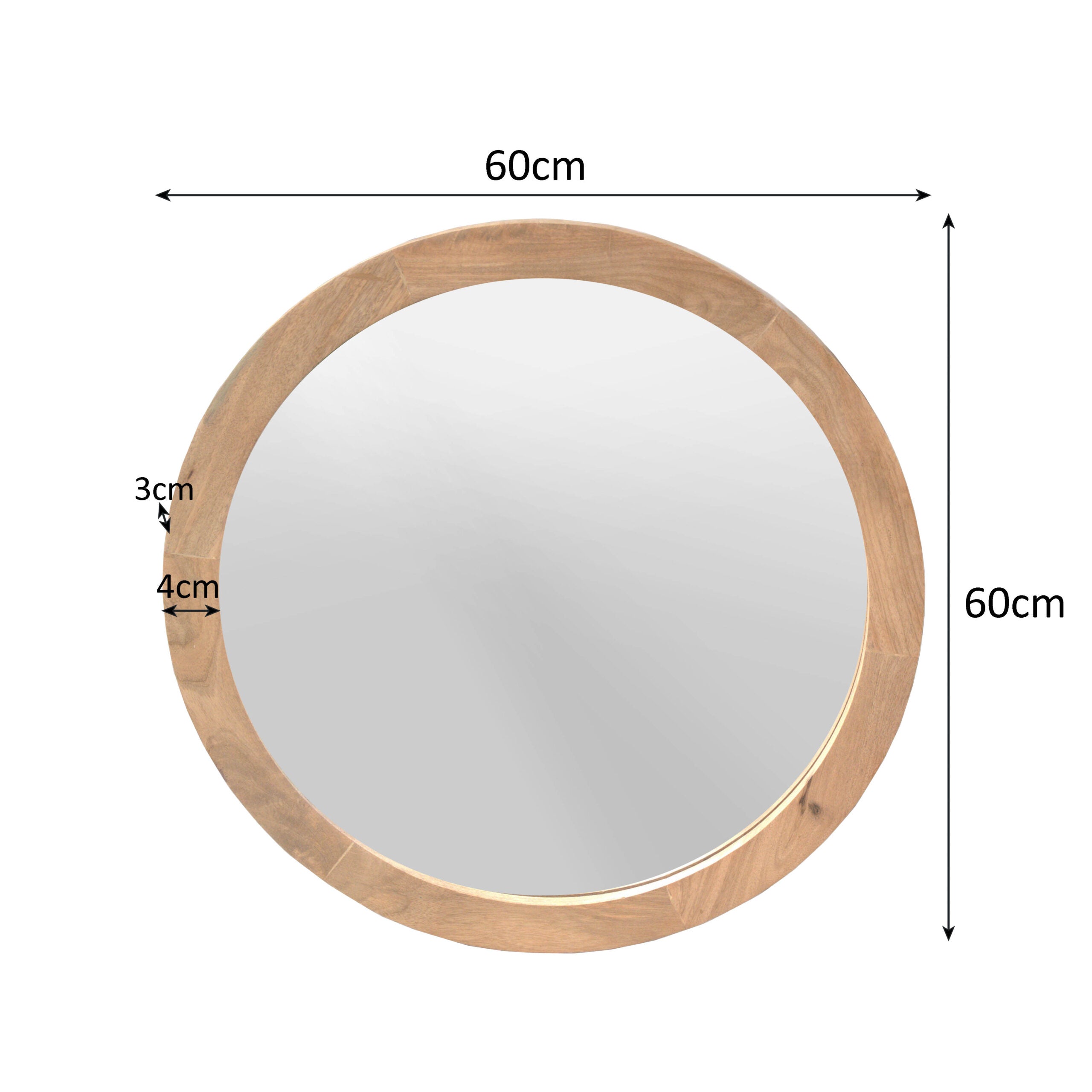 Ronde spiegel Dide Naturel Mangohout 60 cm - Industrieelinhuis.nl