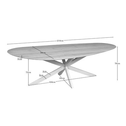 Eiken eettafel Cloud | 210 cm | Naturel | Poot Sand - Industrieelinhuis.nl