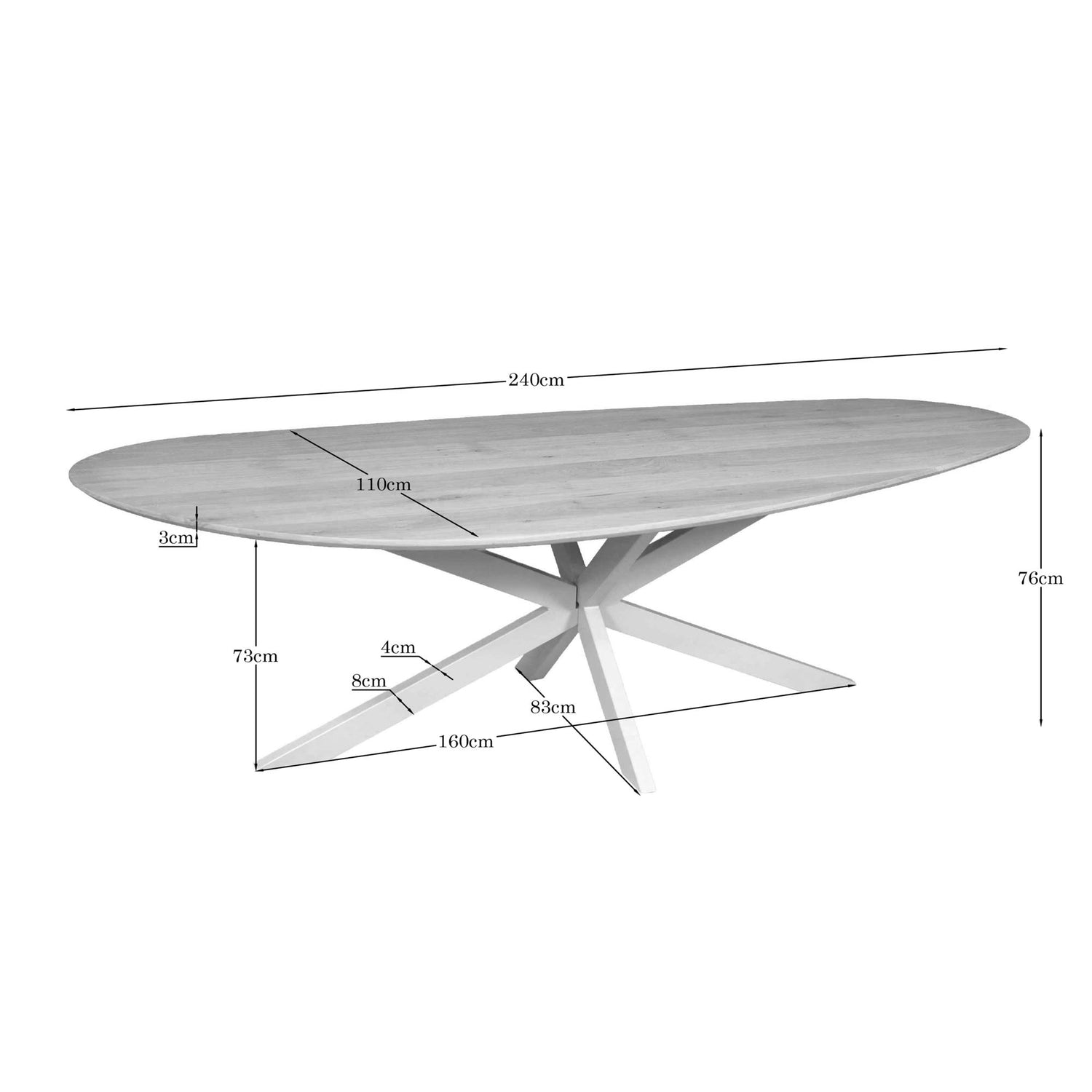 Eiken eettafel Cloud | 240 cm | Naturel | Poot Sand - Industrieelinhuis.nl