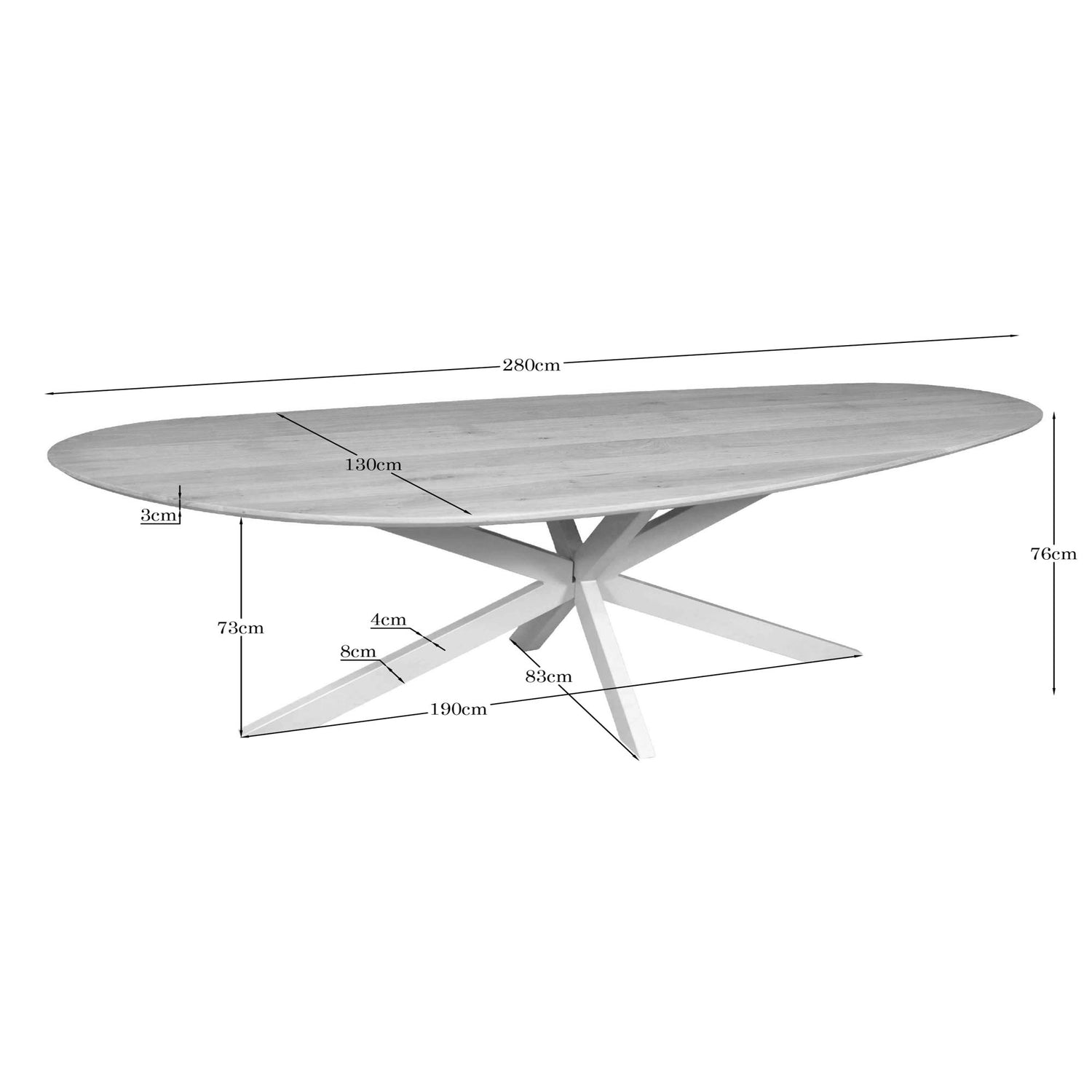 Eiken eettafel Cloud | 280 cm | Naturel | Poot Sand - Industrieelinhuis.nl