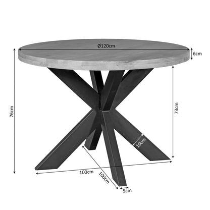 Eettafel Dakota | 120 cm | Rond - Industrieelinhuis.nl