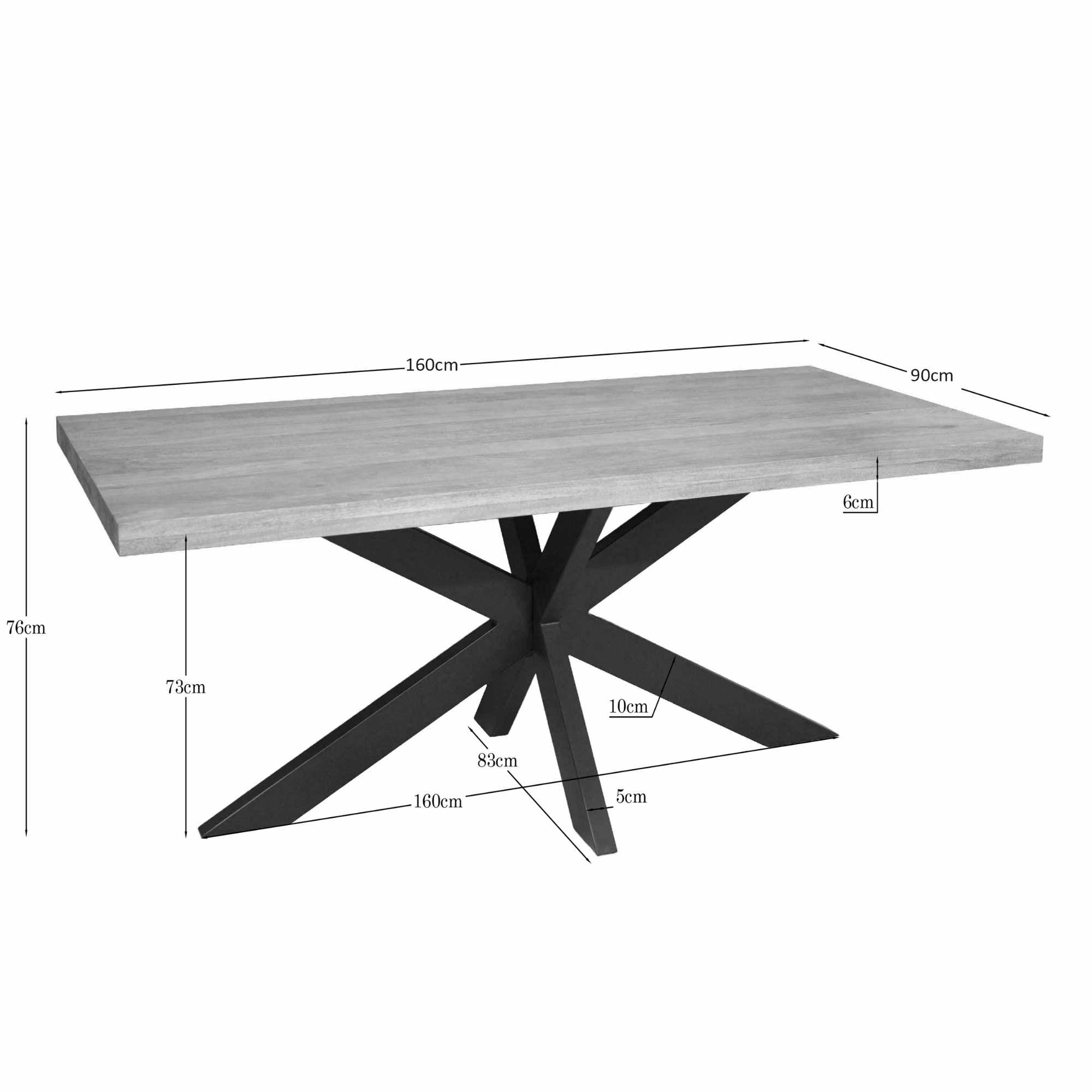 Eettafel Dakota | 160 cm | Rechthoek - Industrieelinhuis.nl