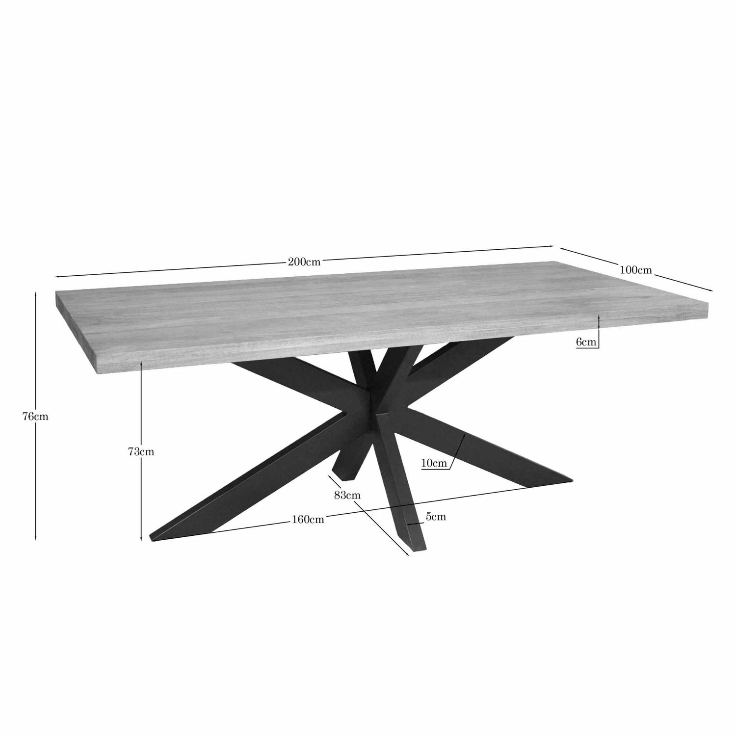 Eettafel Dakota | 200 cm | Rechthoek - Industrieelinhuis.nl