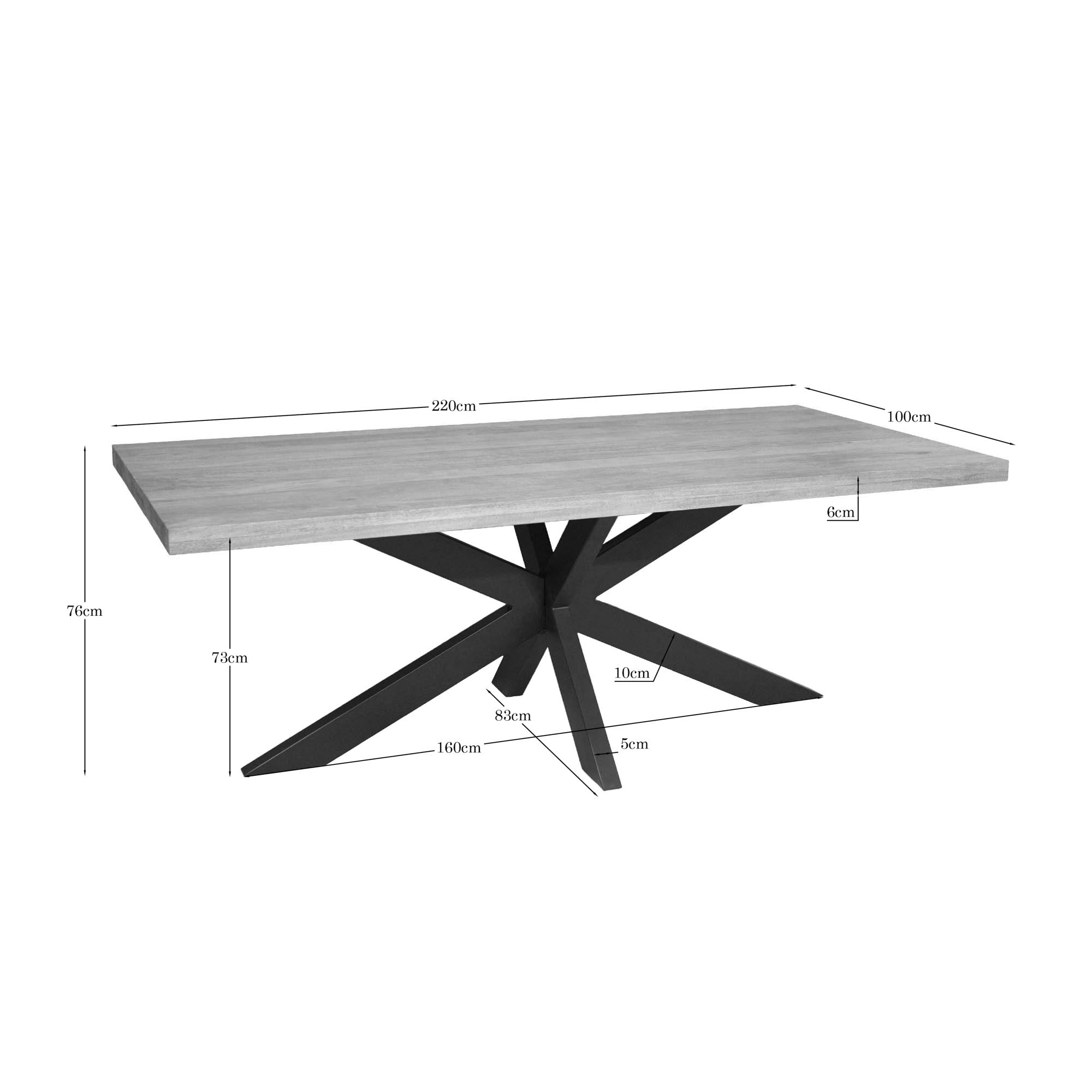 Eettafel Dakota | 220 cm | Rechthoek - Industrieelinhuis.nl