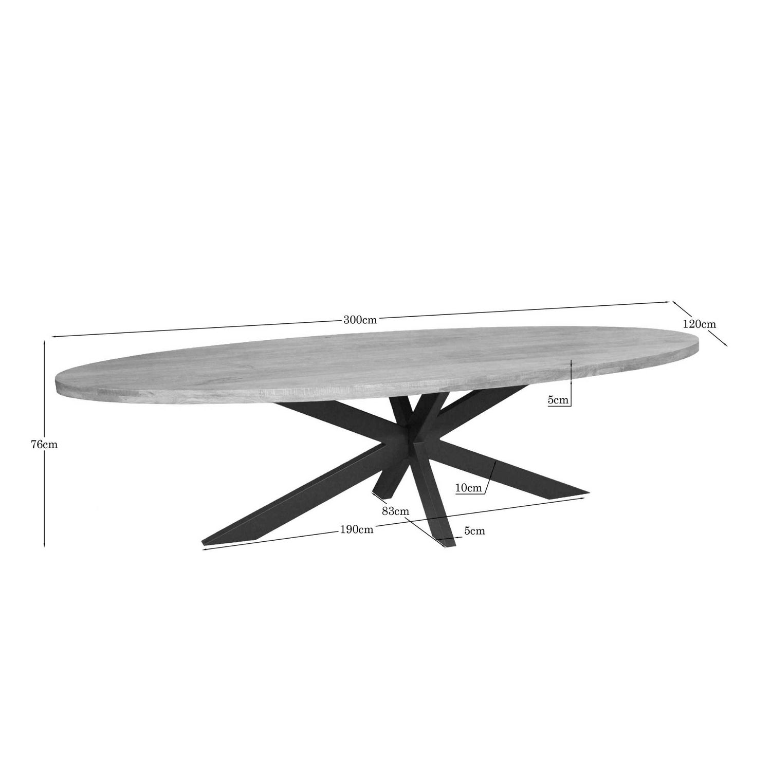 Eettafel Dakota | 300 cm | Ovaal - Industrieelinhuis.nl