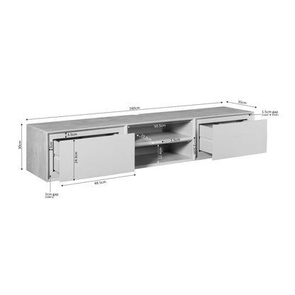 Zwevend tv meubel Ambiance Black | 160 cm - Industrieelinhuis.nl