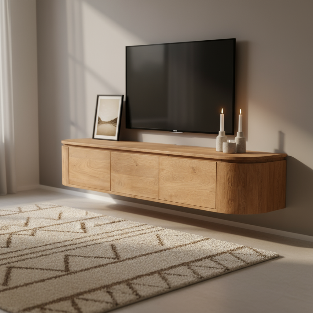 Tv meubel Excellent Naturel | 160 cm Zwevend of op poten te plaatsen - Industrieelinhuis.nl