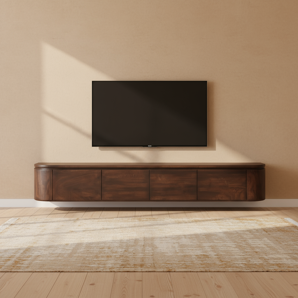Tv-meubel Excellent Brown 200 cm – Zwevend of op poten te plaatsen - Industrieelinhuis.nl