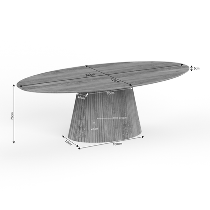 Eettafel Solana | 240 cm | Naturel | Ovaal - Industrieelinhuis.nl