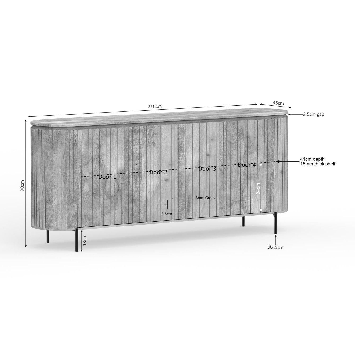 Dressoir Solana | 210 cm | Naturel - Industrieelinhuis.nl