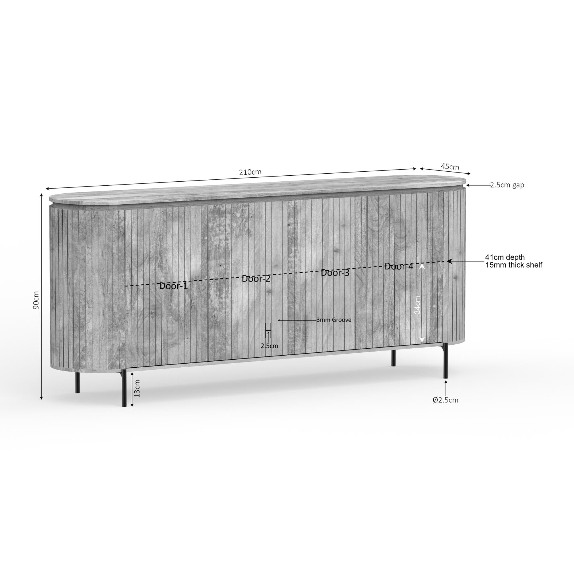 Dressoir Solana | 210 cm | Naturel - Industrieelinhuis.nl