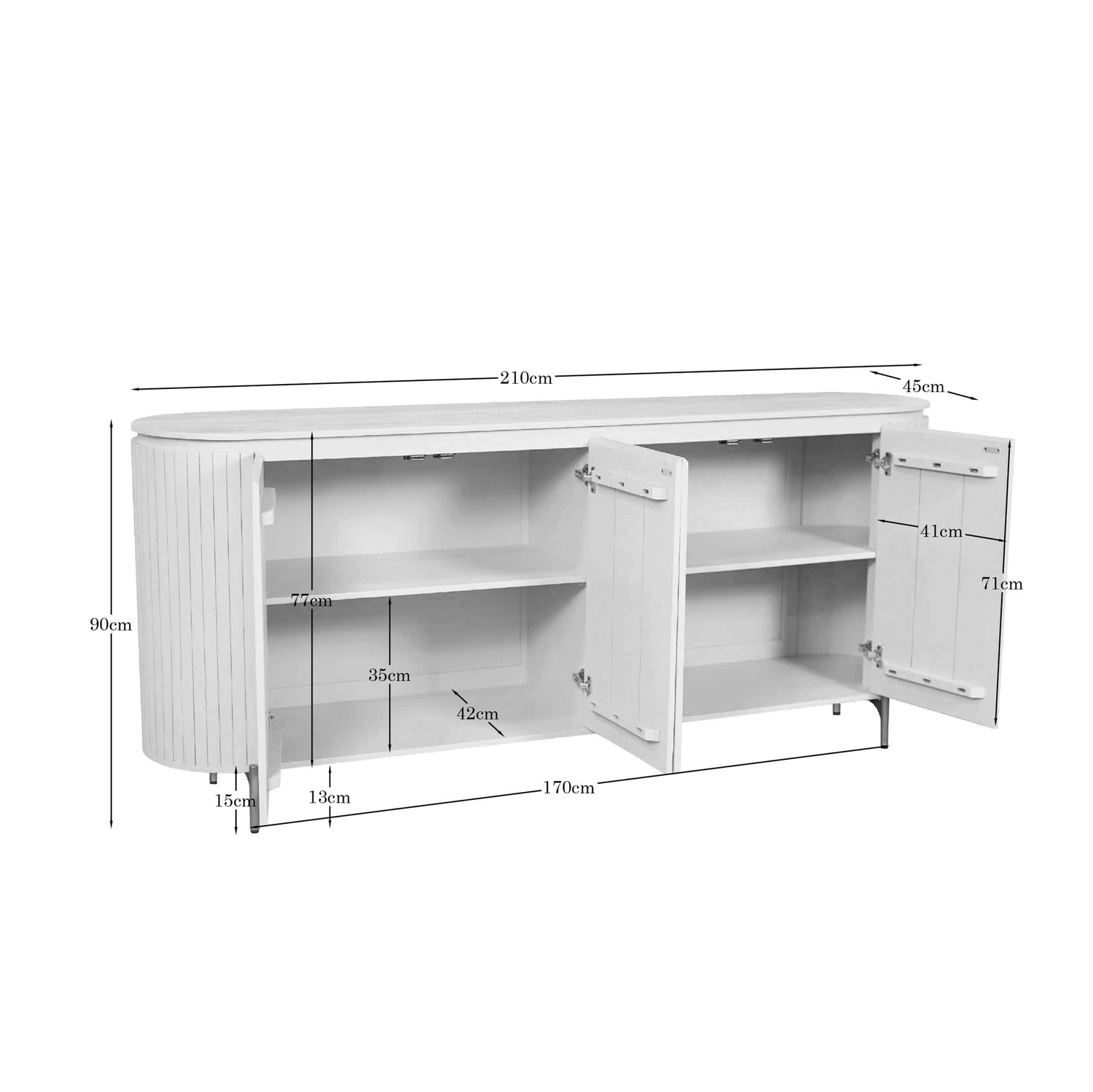 Dressoir Solana Zand Mangohout 210 cm - Industrieelinhuis.nl