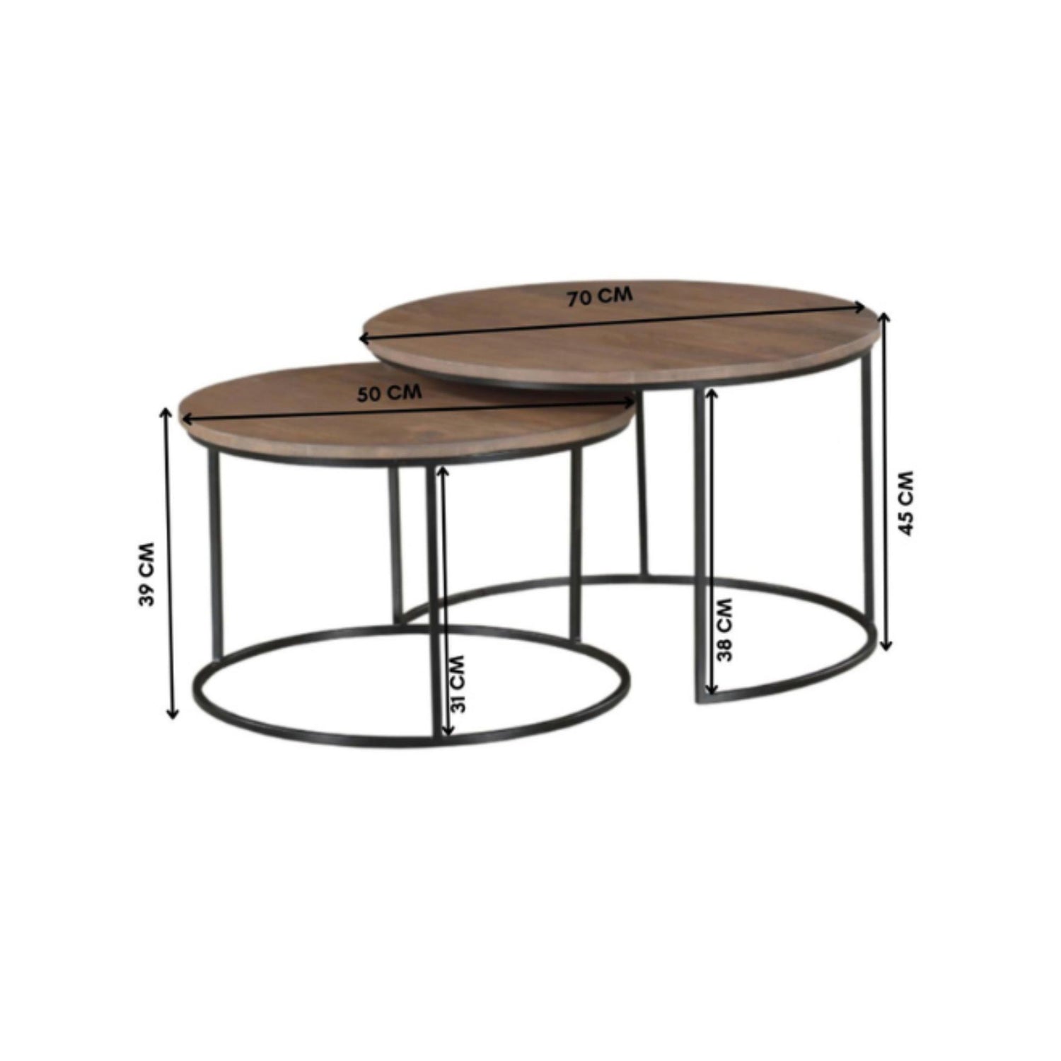 Salontafel Maya | 70 cm | set van 3 - Industrieelinhuis.nl