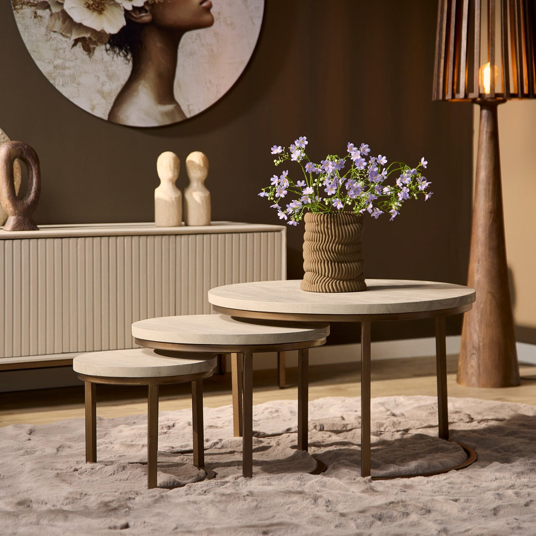 Salontafelset van 3 Madison Sand70 cm