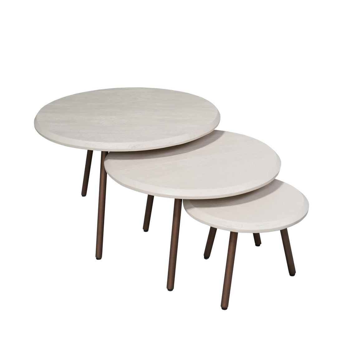 Ronde salontafelset Ohio Zand Mangohout 70 cm - Industrieelinhuis.nl