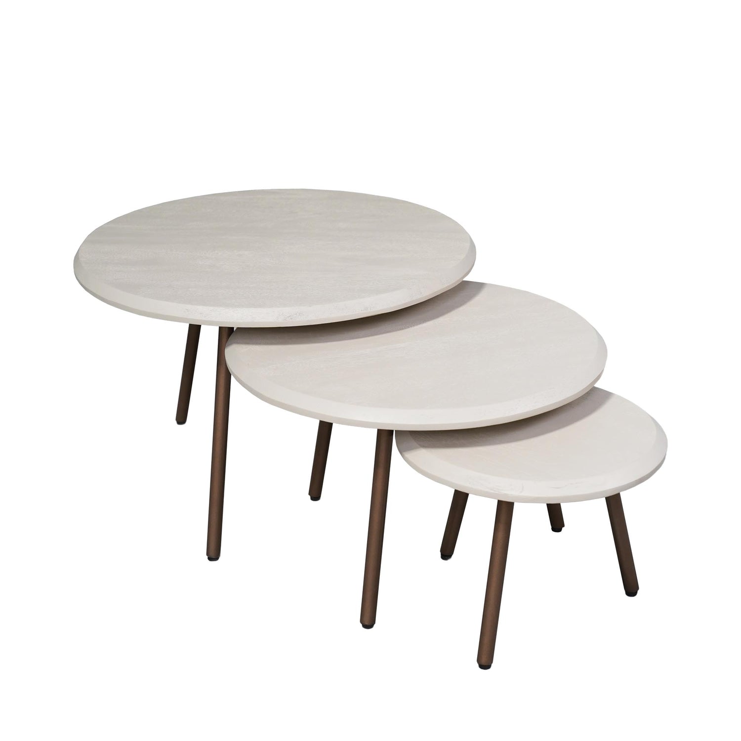 Ronde salontafelset Ohio Zand Mangohout 70 cm - Industrieelinhuis.nl