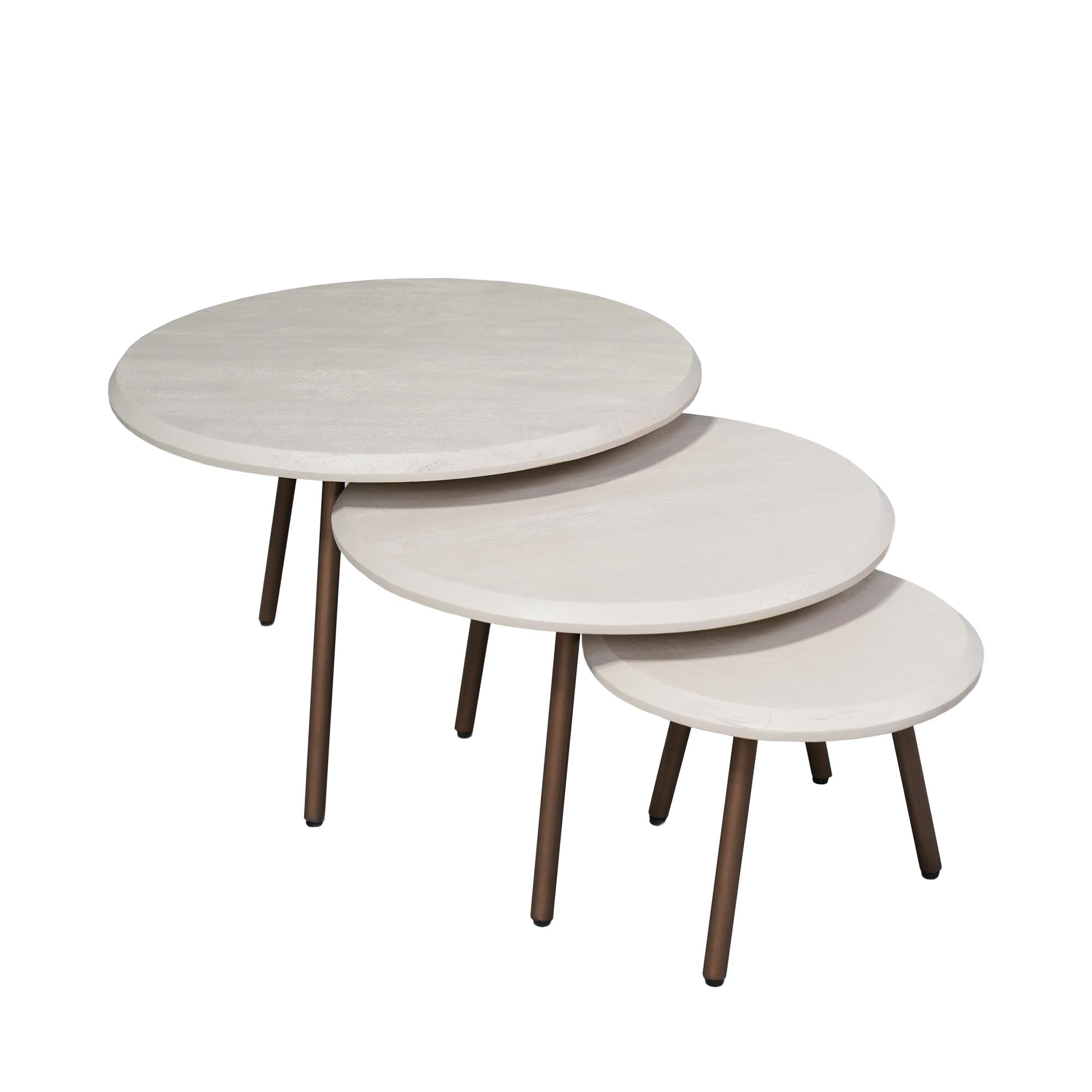 Ronde salontafelset Ohio Zand Mangohout 70 cm - Industrieelinhuis.nl