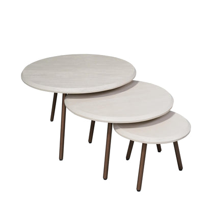 Ronde salontafelset Ohio Zand Mangohout 70 cm - Industrieelinhuis.nl
