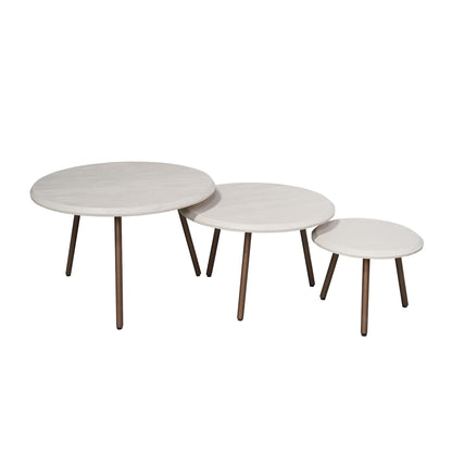 Ronde salontafelset Ohio Zand Mangohout 70 cm - Industrieelinhuis.nl