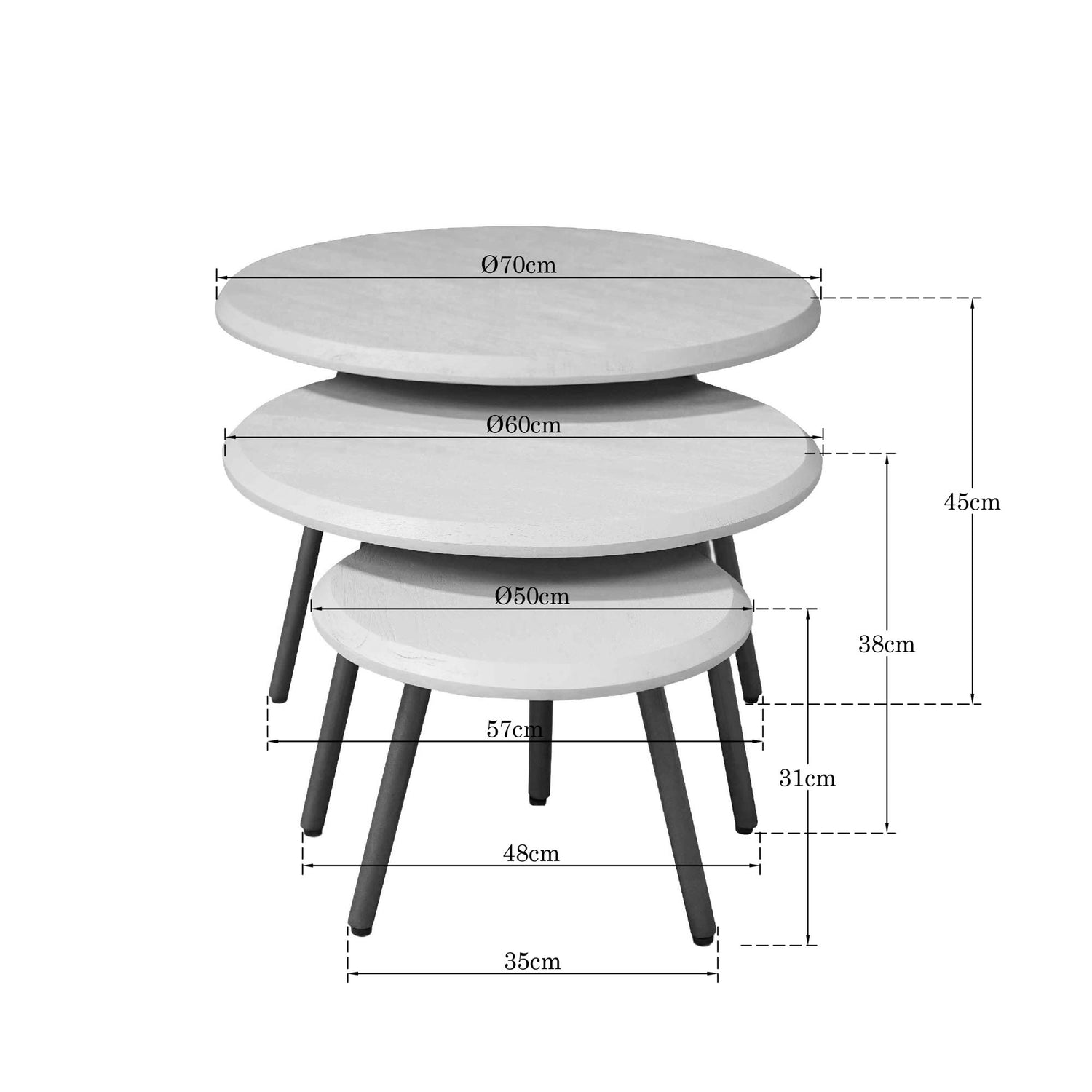 Ronde salontafelset Ohio Zand Mangohout 70 cm - Industrieelinhuis.nl