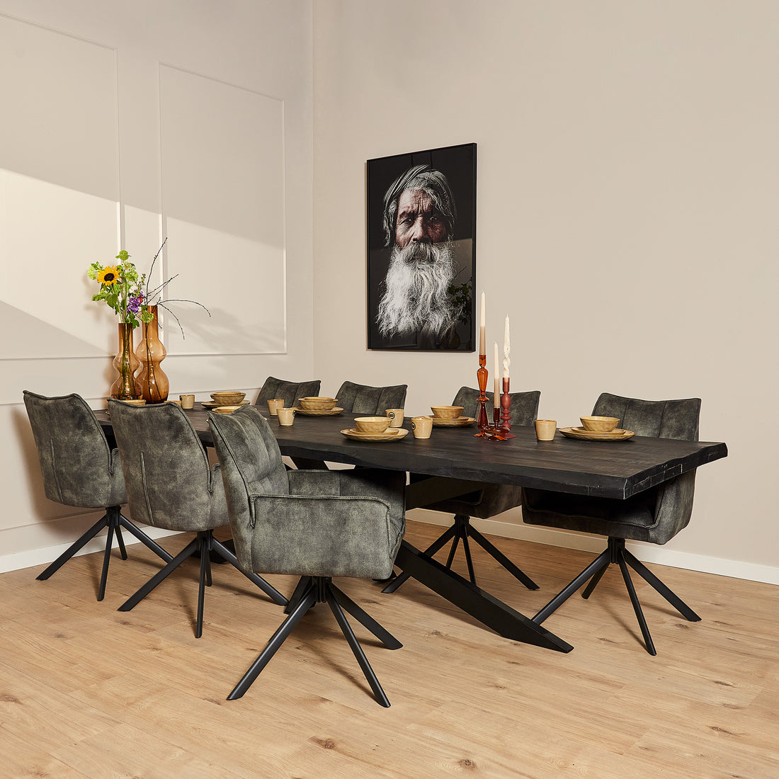 Boomstamtafel Boston Zwart 300 cm