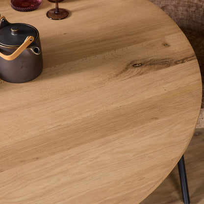 Eiken eettafel Ferris | Rond 110 cm | Naturel - Industrieelinhuis.nl