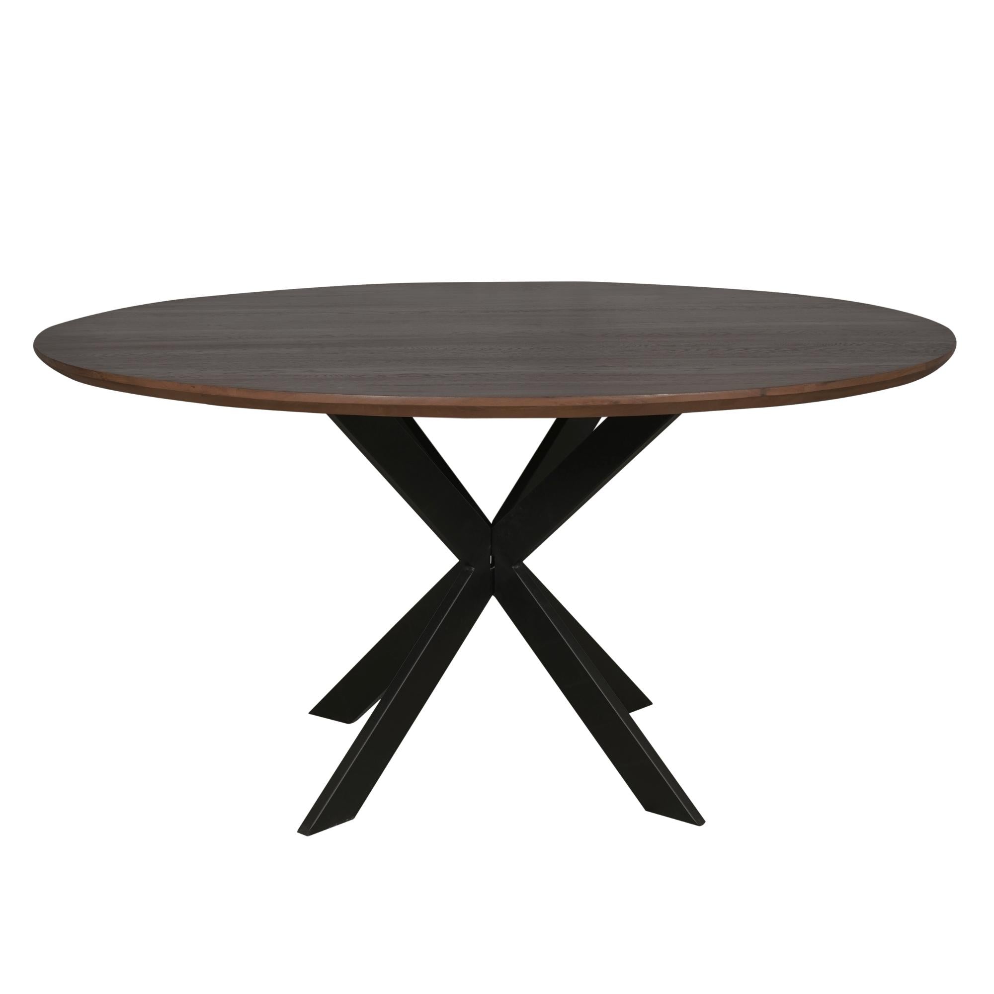 Eiken eettafel Ferris | Rond 150 cm | Walnoot - Industrieelinhuis.nl