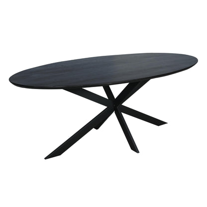 Eiken eettafel Ferris | Ovaal 210 cm | Zwart - Industrieelinhuis.nl