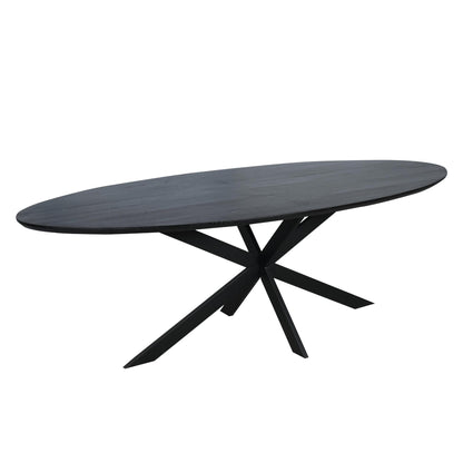 Eiken eettafel Ferris | Ovaal 210 cm | Zwart - Industrieelinhuis.nl