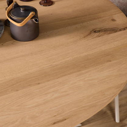 Eiken eettafel Ferris | Rond 110 cm | Naturel | Poot Sand - Industrieelinhuis.nl