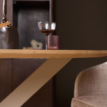 Eiken eettafel Ferris | Rond 110 cm | Naturel | Poot Sand - Industrieelinhuis.nl