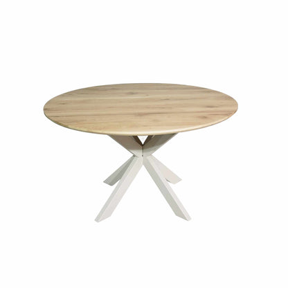 Eiken eettafel Ferris | Rond 130 cm | Naturel | Poot Sand - Industrieelinhuis.nl