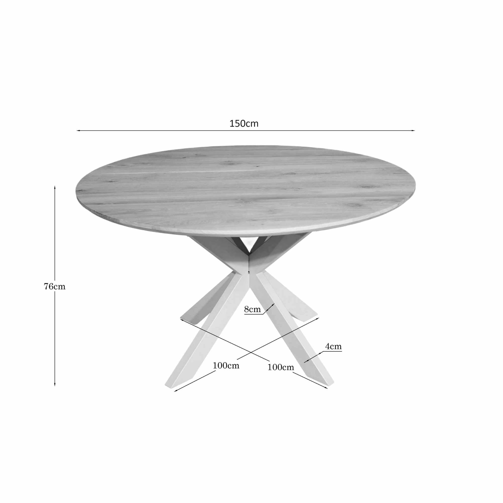 Eiken eettafel Ferris | Rond 150 cm | Naturel | Poot Sand - Industrieelinhuis.nl