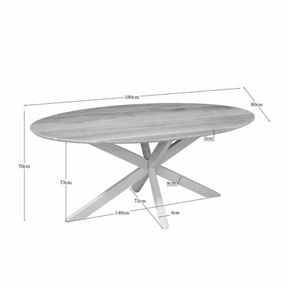 Eiken eettafel Ferris | Ovaal 180 cm | Naturel | Poot Sand - Industrieelinhuis.nl