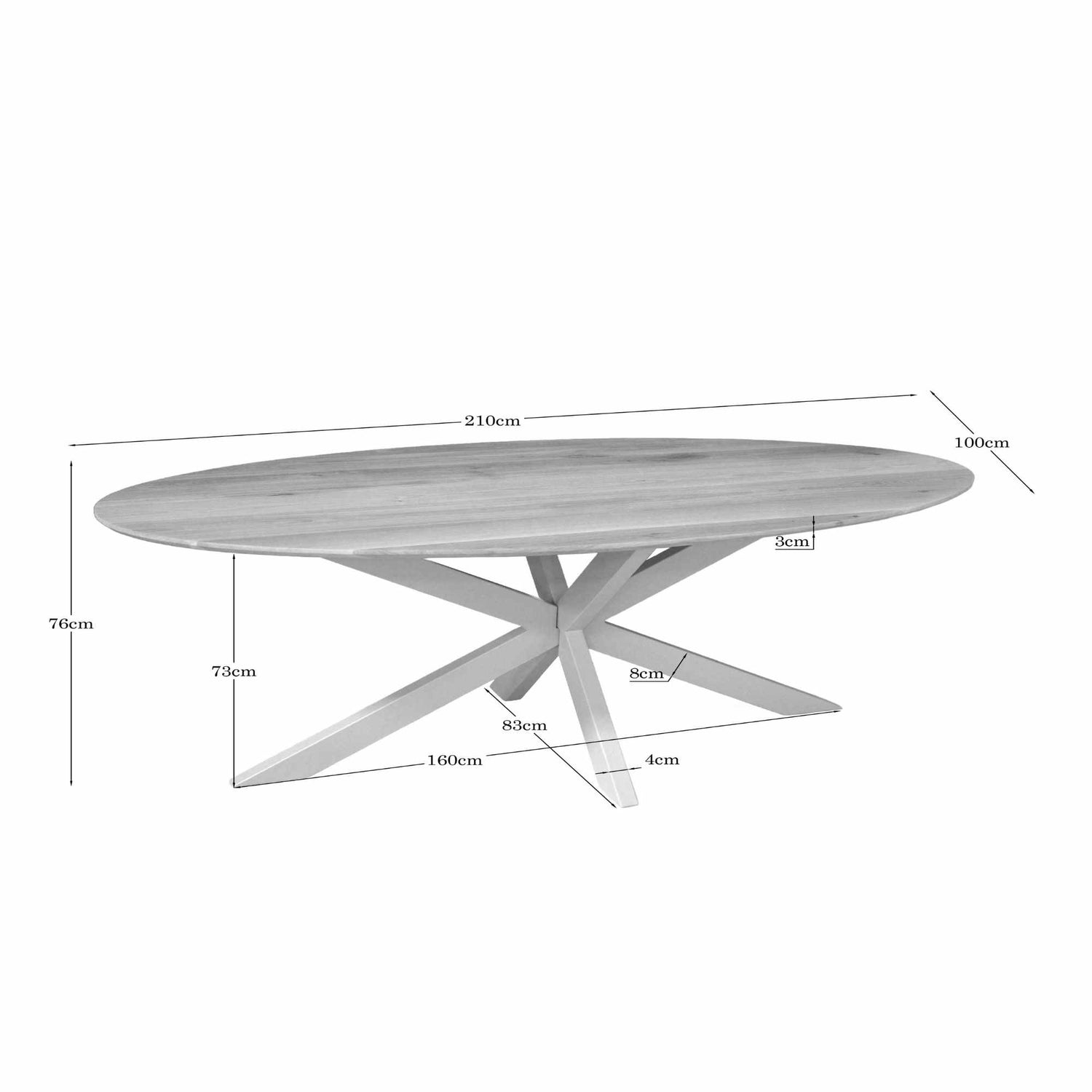 Eiken eettafel Ferris | Ovaal 210 cm | Naturel | Poot Sand - Industrieelinhuis.nl