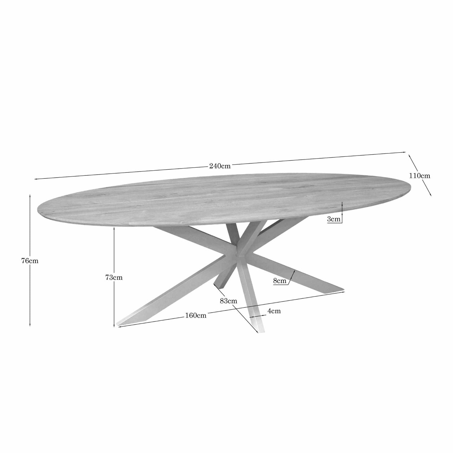 Eiken eettafel Ferris | Ovaal 240 cm | Naturel | Poot Sand - Industrieelinhuis.nl